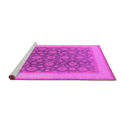 Sideview of Machine Washable Oriental Pink Traditional Rug, wshurb507pnk