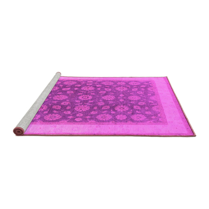 Sideview of Machine Washable Oriental Pink Traditional Rug, wshurb507pnk