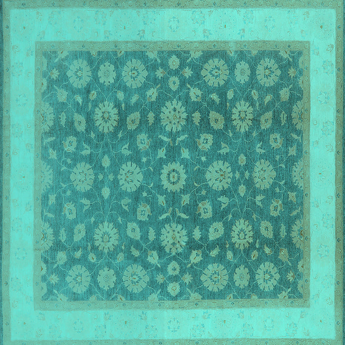 Square Oriental Turquoise Traditional Rug, urb507turq
