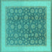 Square Oriental Turquoise Traditional Rug, urb507turq