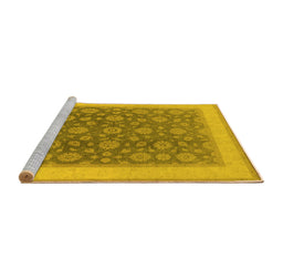 Sideview of Machine Washable Oriental Yellow Traditional Rug, wshurb507yw