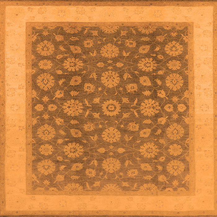 Square Machine Washable Oriental Orange Traditional Area Rugs, wshurb507org