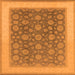 Square Machine Washable Oriental Orange Traditional Area Rugs, wshurb507org