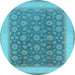 Round Oriental Light Blue Traditional Rug, urb507lblu