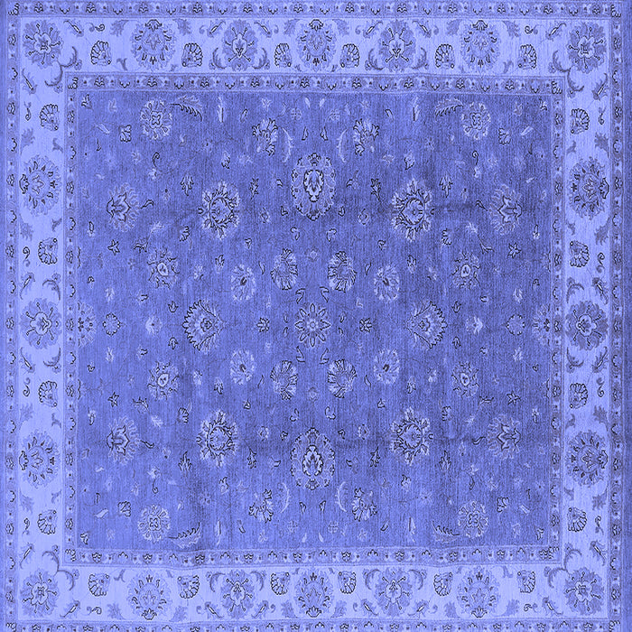 Square Machine Washable Oriental Blue Traditional Rug, wshurb508blu