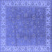 Square Machine Washable Oriental Blue Traditional Rug, wshurb508blu