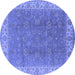 Round Oriental Blue Traditional Rug, urb508blu