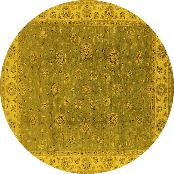 Round Oriental Yellow Traditional Rug, urb508yw