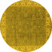 Round Oriental Yellow Traditional Rug, urb508yw