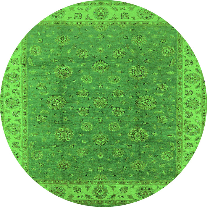 Round Oriental Green Traditional Rug, urb508grn