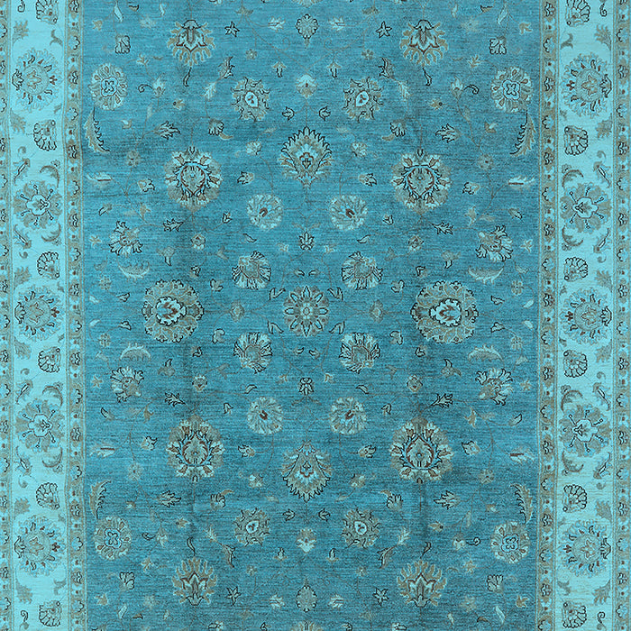 Machine Washable Oriental Light Blue Traditional Rug, wshurb508lblu