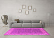 Machine Washable Oriental Pink Traditional Rug in a Living Room, wshurb508pnk