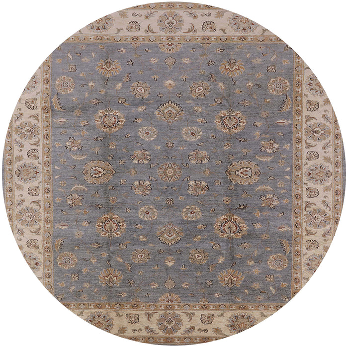Round Mid-Century Modern Puce Purple Oriental Rug, urb508
