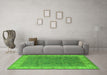 Machine Washable Oriental Green Traditional Area Rugs in a Living Room,, wshurb508grn