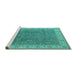 Sideview of Machine Washable Oriental Turquoise Traditional Area Rugs, wshurb508turq