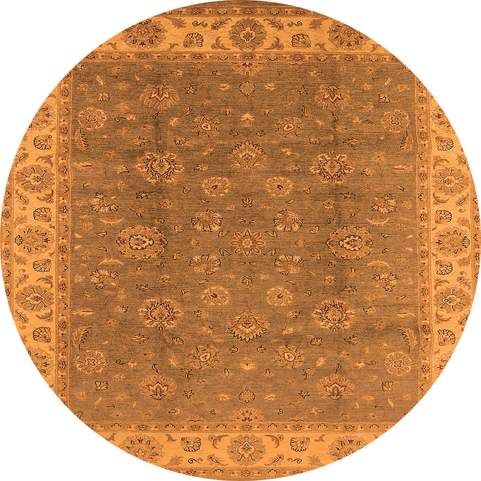 Round Oriental Orange Traditional Rug, urb508org