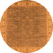 Round Oriental Orange Traditional Rug, urb508org