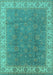 Machine Washable Oriental Turquoise Traditional Area Rugs, wshurb508turq