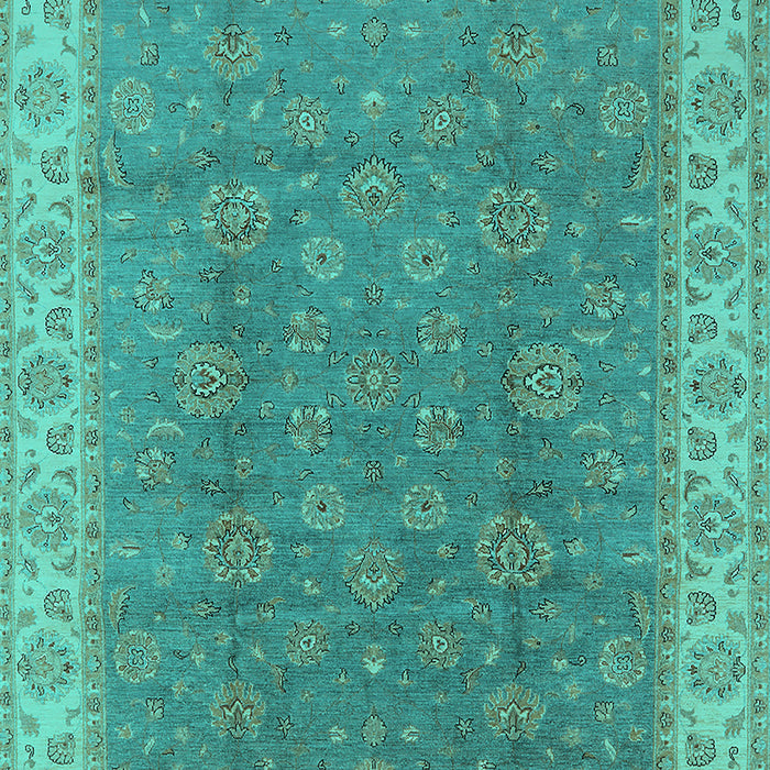 Machine Washable Oriental Turquoise Traditional Area Rugs, wshurb508turq