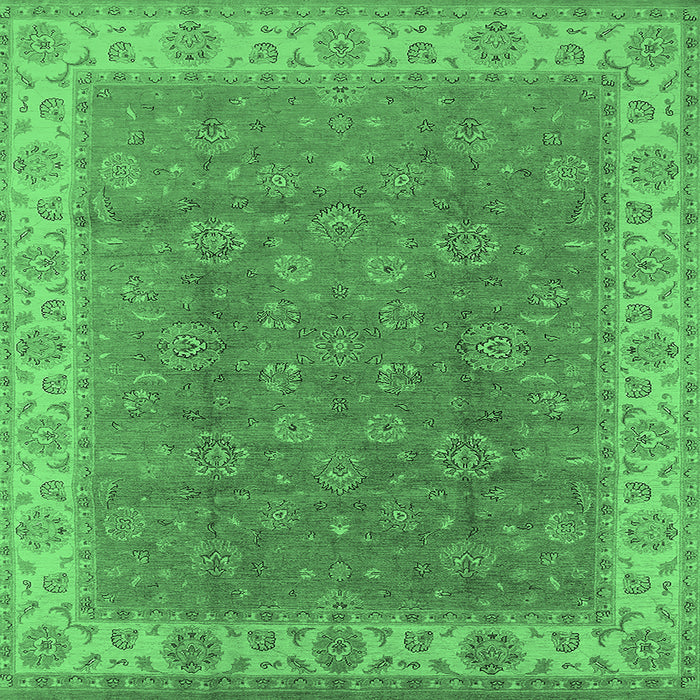 Square Machine Washable Oriental Emerald Green Traditional Area Rugs, wshurb508emgrn