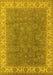 Machine Washable Oriental Yellow Traditional Rug, wshurb508yw