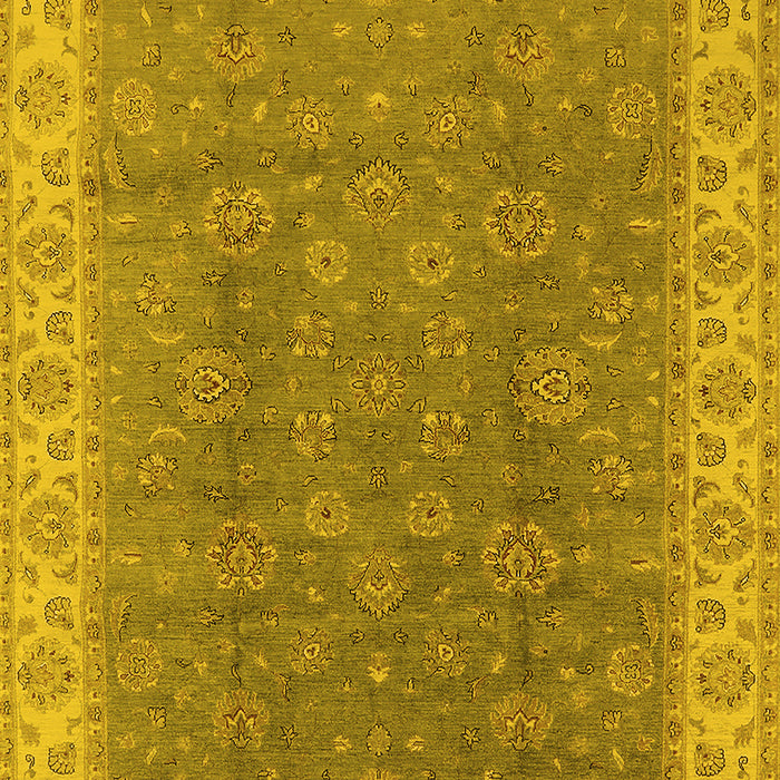 Machine Washable Oriental Yellow Traditional Rug, wshurb508yw