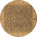 Round Oriental Brown Traditional Rug, urb508brn