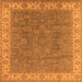 Square Machine Washable Oriental Orange Traditional Area Rugs, wshurb508org