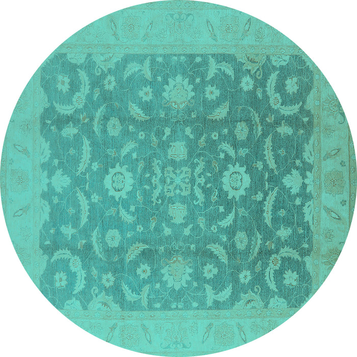 Round Oriental Turquoise Industrial Rug, urb509turq