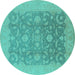 Round Oriental Turquoise Industrial Rug, urb509turq