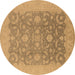 Round Oriental Brown Industrial Rug, urb509brn