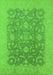 Machine Washable Oriental Green Industrial Area Rugs, wshurb509grn