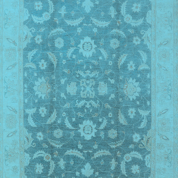 Machine Washable Oriental Light Blue Industrial Rug, wshurb509lblu