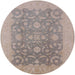 Round Mid-Century Modern Rose Purple Oriental Rug, urb509