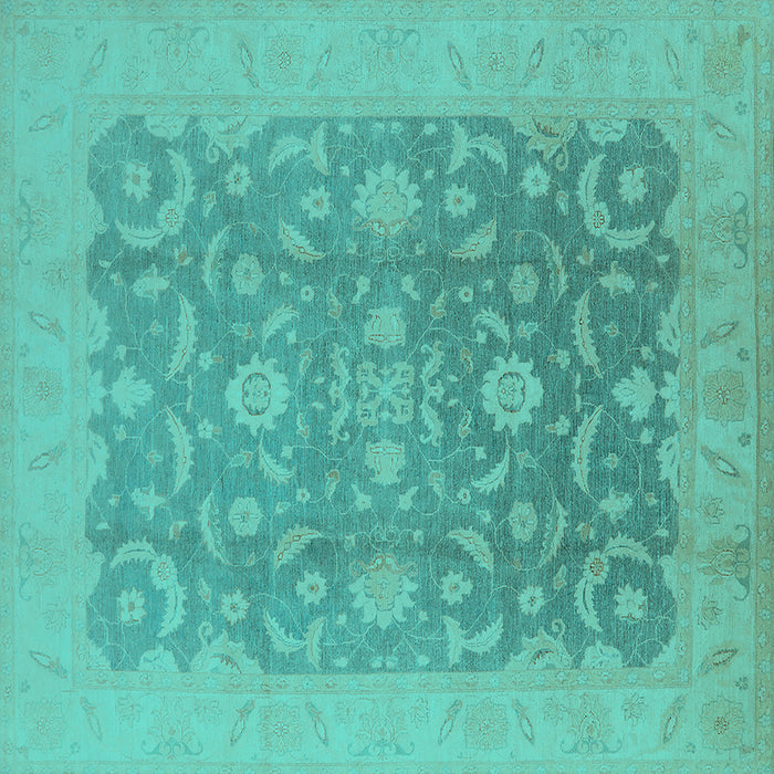 Square Oriental Turquoise Industrial Rug, urb509turq