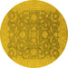 Round Oriental Yellow Industrial Rug, urb509yw