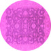 Round Machine Washable Oriental Pink Industrial Rug, wshurb509pnk