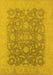 Machine Washable Oriental Yellow Industrial Rug, wshurb509yw