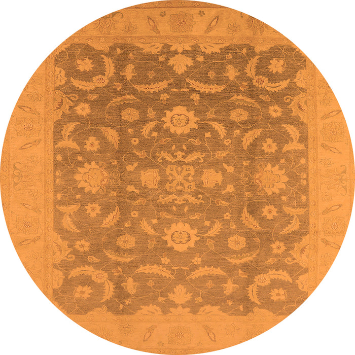 Round Machine Washable Oriental Orange Industrial Area Rugs, wshurb509org