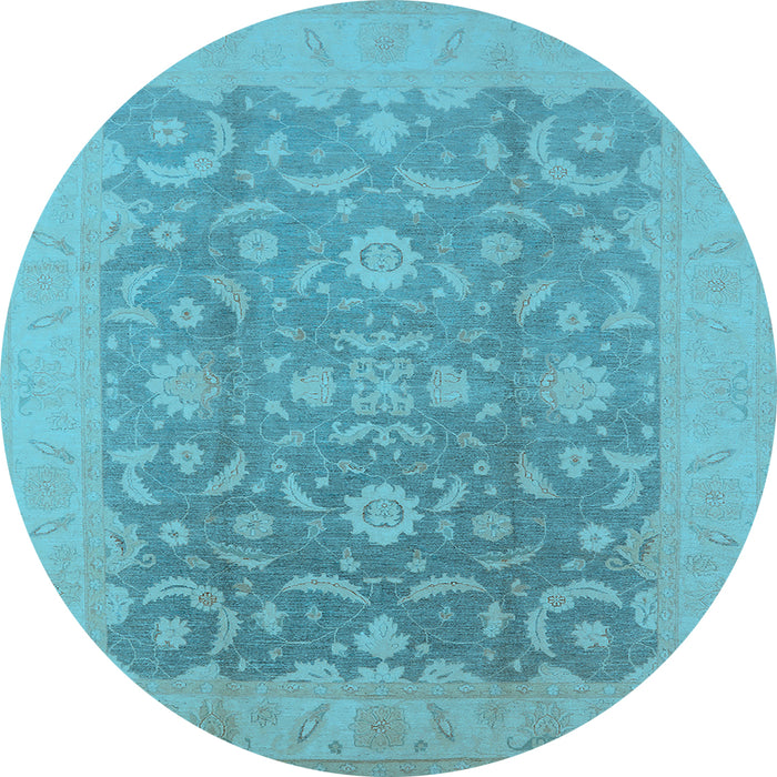 Round Oriental Light Blue Industrial Rug, urb509lblu