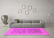 Machine Washable Oriental Pink Industrial Rug in a Living Room, wshurb509pnk