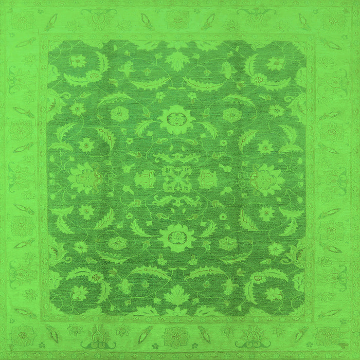 Square Machine Washable Oriental Green Industrial Area Rugs, wshurb509grn