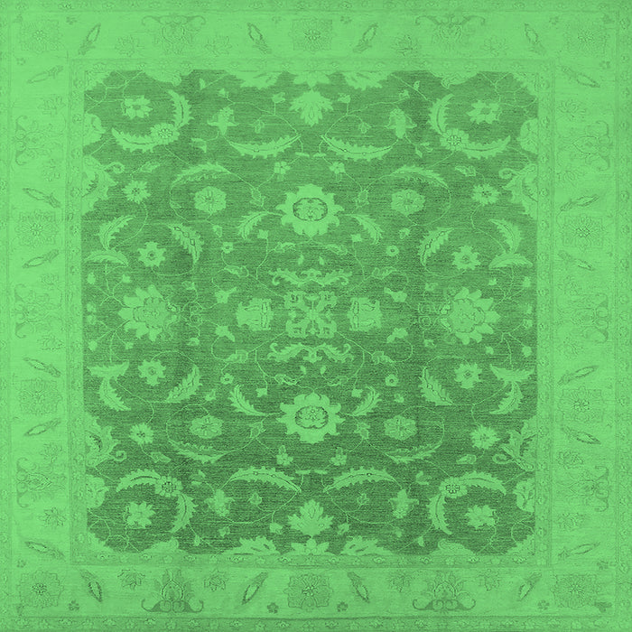 Square Machine Washable Oriental Emerald Green Industrial Area Rugs, wshurb509emgrn