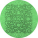 Round Oriental Emerald Green Industrial Rug, urb509emgrn