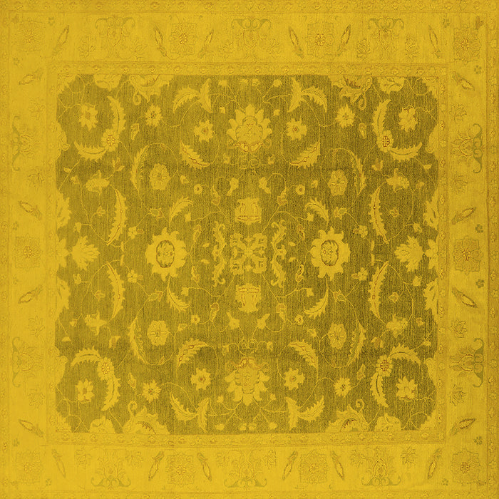 Square Machine Washable Oriental Yellow Industrial Rug, wshurb509yw