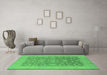 Machine Washable Oriental Emerald Green Industrial Area Rugs in a Living Room,, wshurb509emgrn