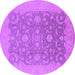 Round Machine Washable Oriental Purple Industrial Area Rugs, wshurb509pur