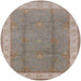Round Mid-Century Modern Dark Almond Brown Oriental Rug, urb510