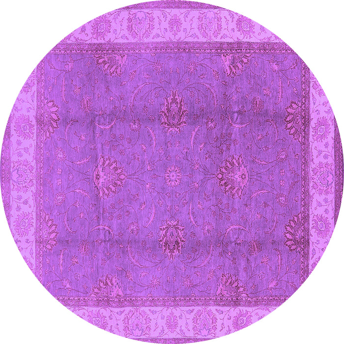 Round Machine Washable Oriental Purple Traditional Area Rugs, wshurb510pur
