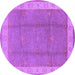 Round Machine Washable Oriental Purple Traditional Area Rugs, wshurb510pur